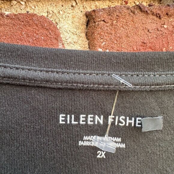 Eileen Fisher Organic Cotton Jersey Long-Sleeve Tee black 2X NWOT - Picture 3 of 6